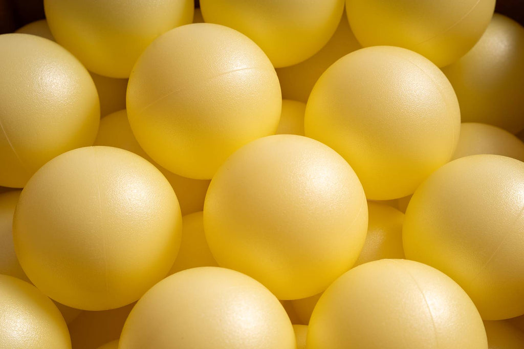 15 g commercial grade ball pit balls, candy yellow matte color